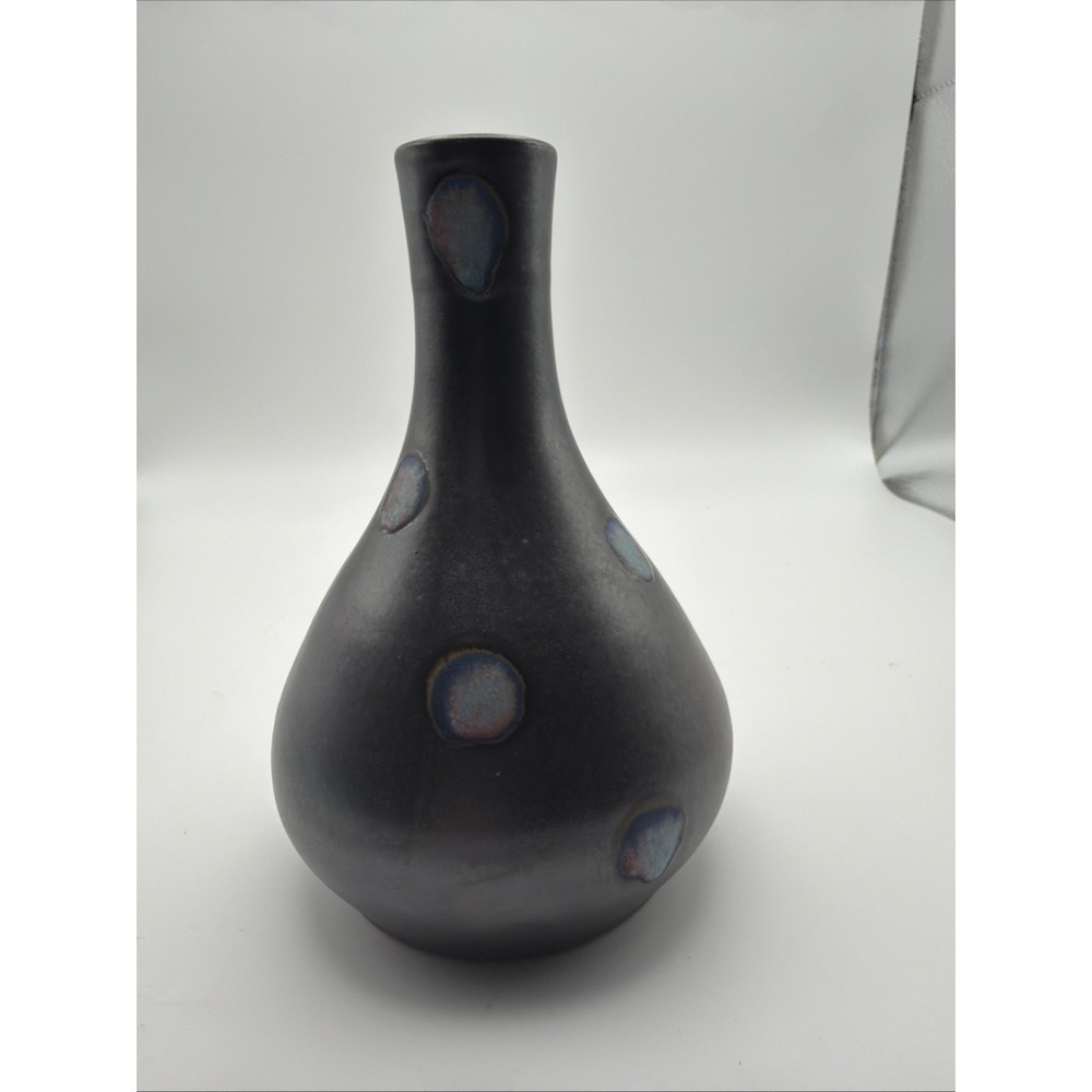 Jeff Dean Studio Pottery Vase Black Satin Glaze Signed North Carolina 7"